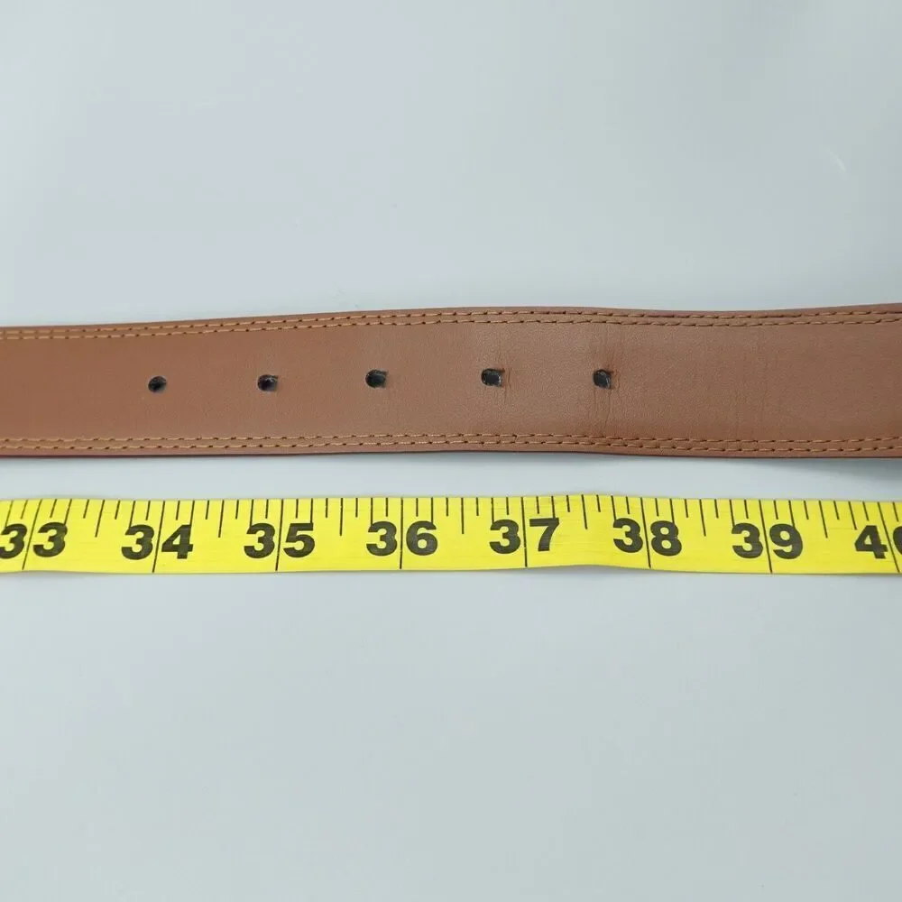 Bosca Leather Belt Mens 36 Brown Silver Tone Buckle Workwear Career BO3745‎